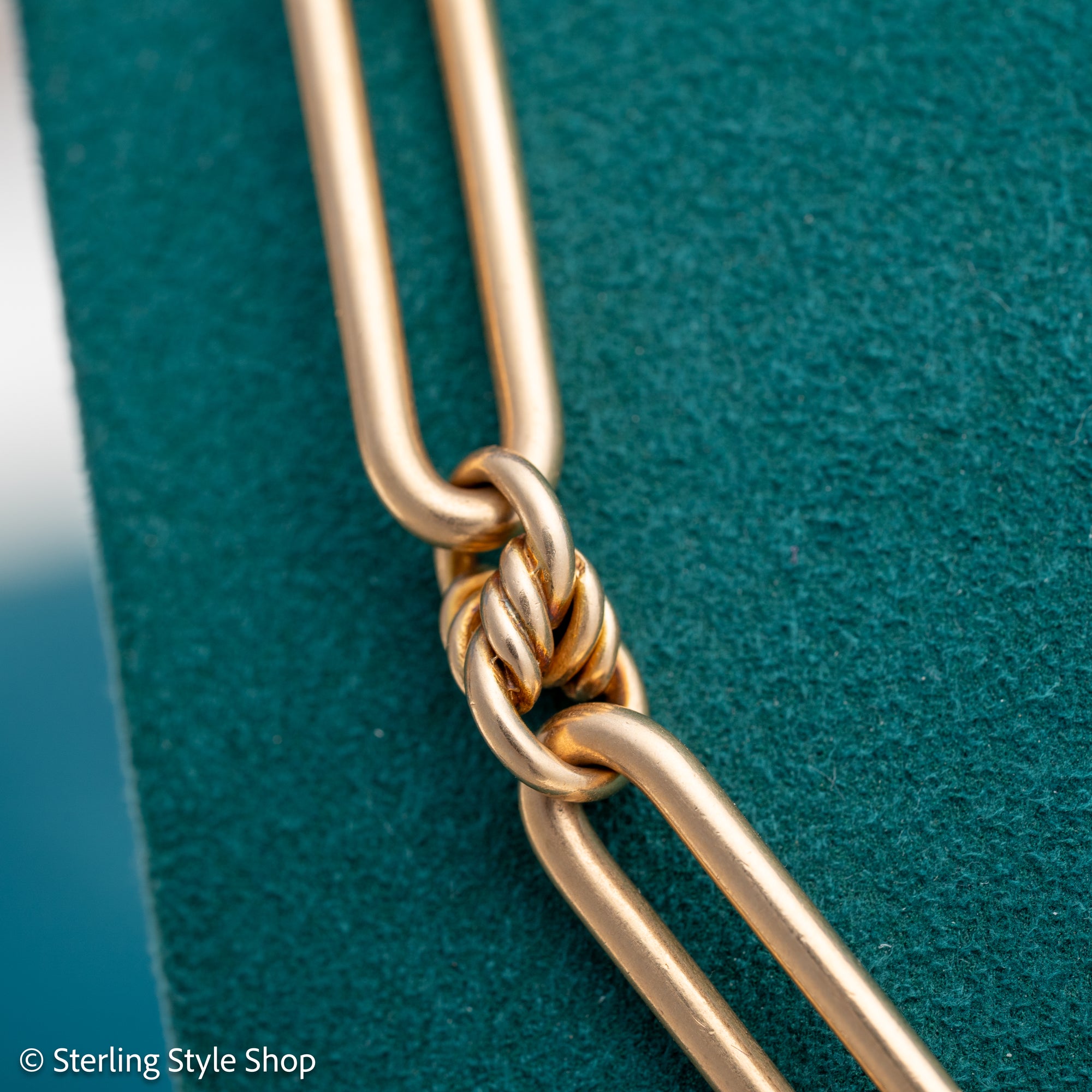 Antique 18k gold lovers knot necklace victorian birmingham 1884 trombone paperclip chain 58.11g