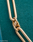 Antique 18k gold lovers knot necklace victorian birmingham 1884 trombone paperclip chain 58.11g