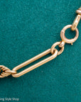 Antique 18k gold lovers knot necklace victorian birmingham 1884 trombone paperclip chain 58.11g