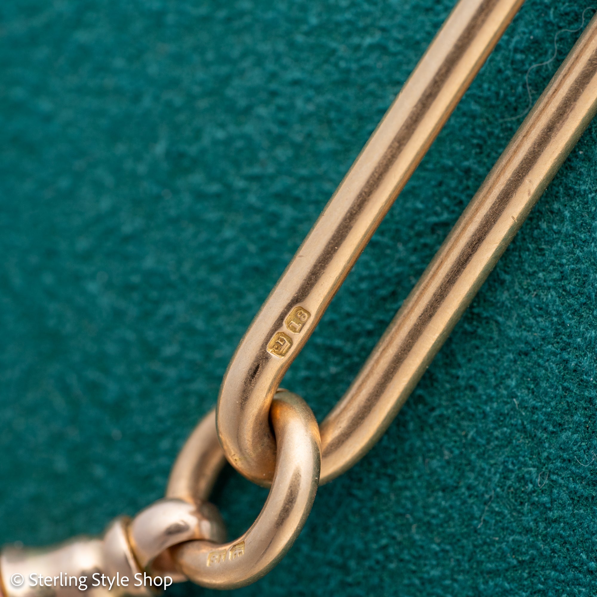 Antique 18k gold lovers knot necklace victorian birmingham 1884 trombone paperclip chain 58.11g