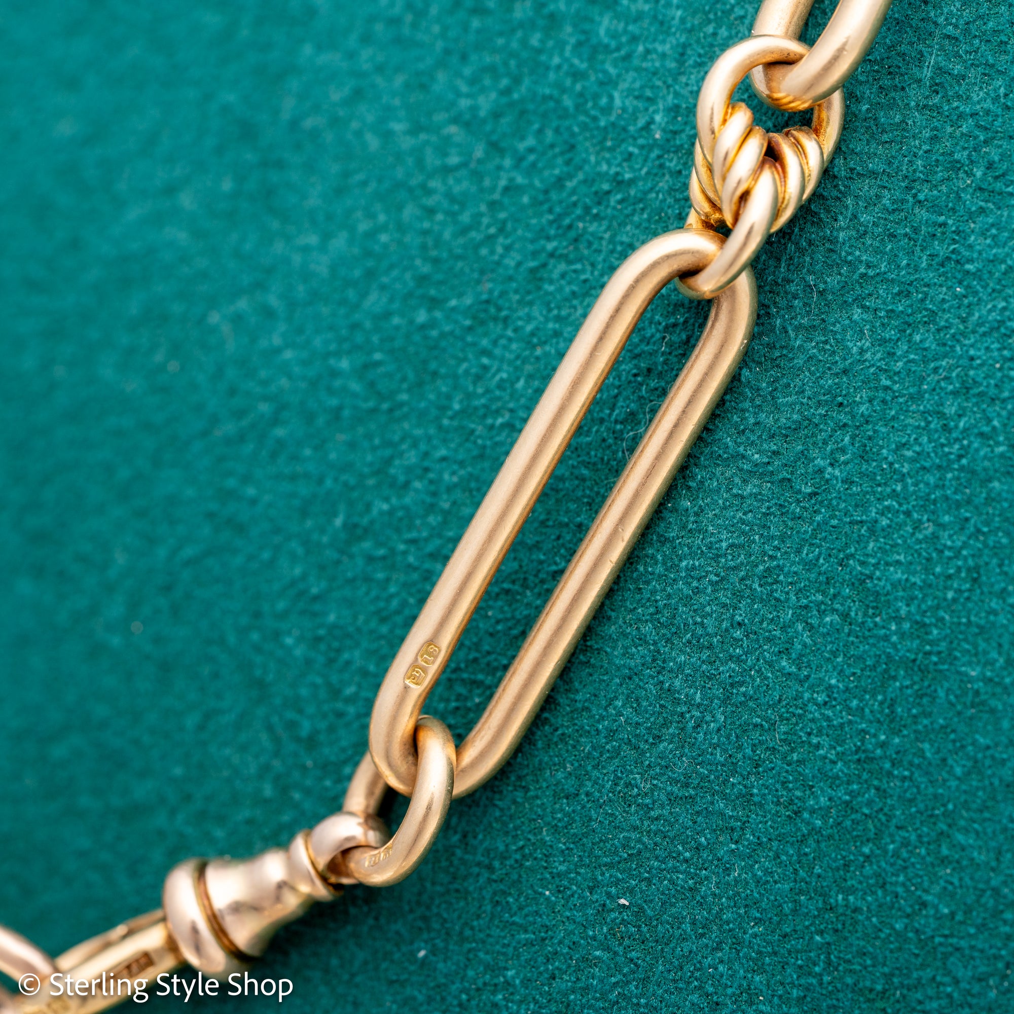 Antique 18k gold lovers knot necklace victorian birmingham 1884 trombone paperclip chain 58.11g