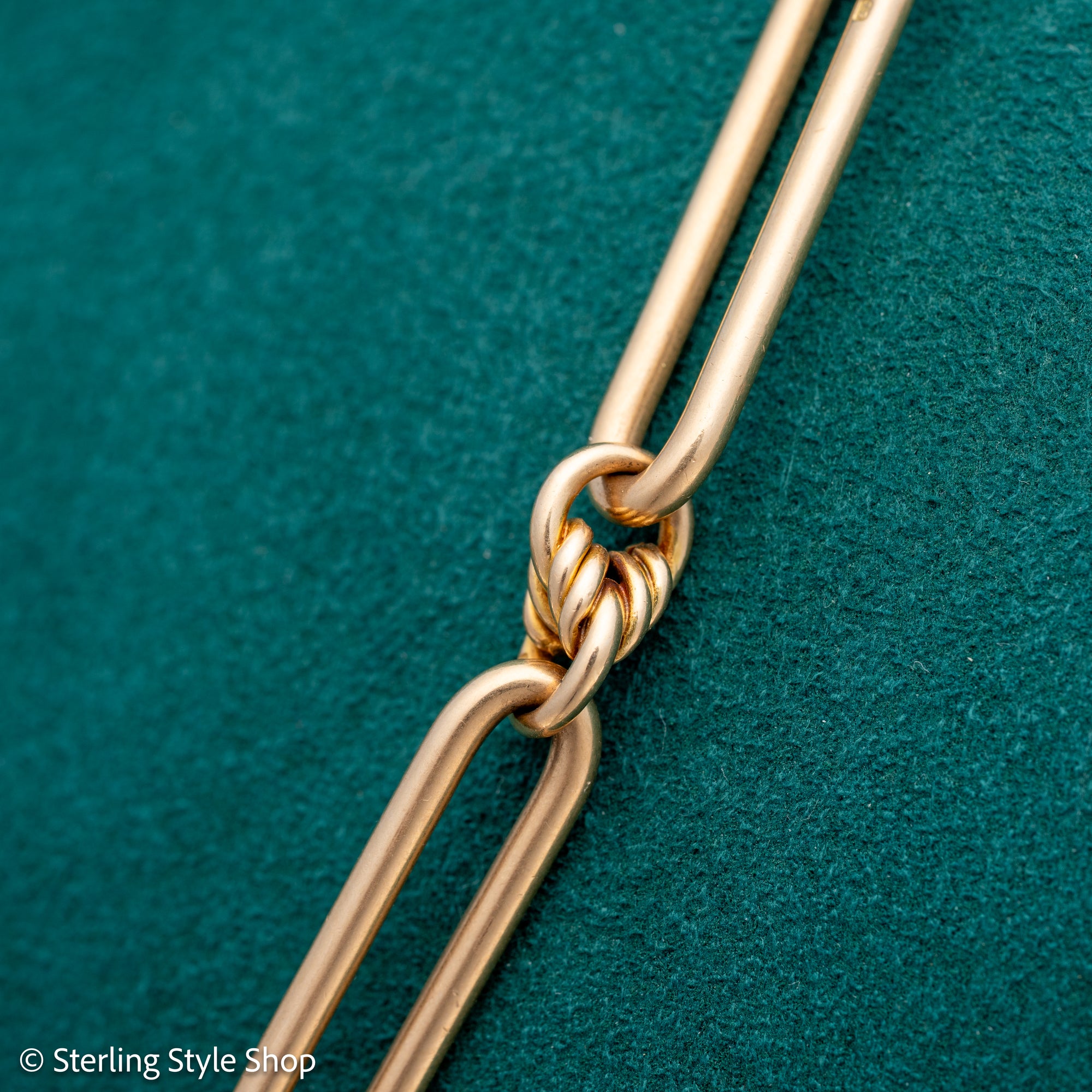 Antique 18k gold lovers knot necklace victorian birmingham 1884 trombone paperclip chain 58.11g