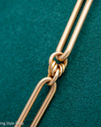 Antique 18k gold lovers knot necklace victorian birmingham 1884 trombone paperclip chain 58.11g