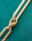 Antique 18k gold lovers knot necklace victorian birmingham 1884 trombone paperclip chain 58.11g