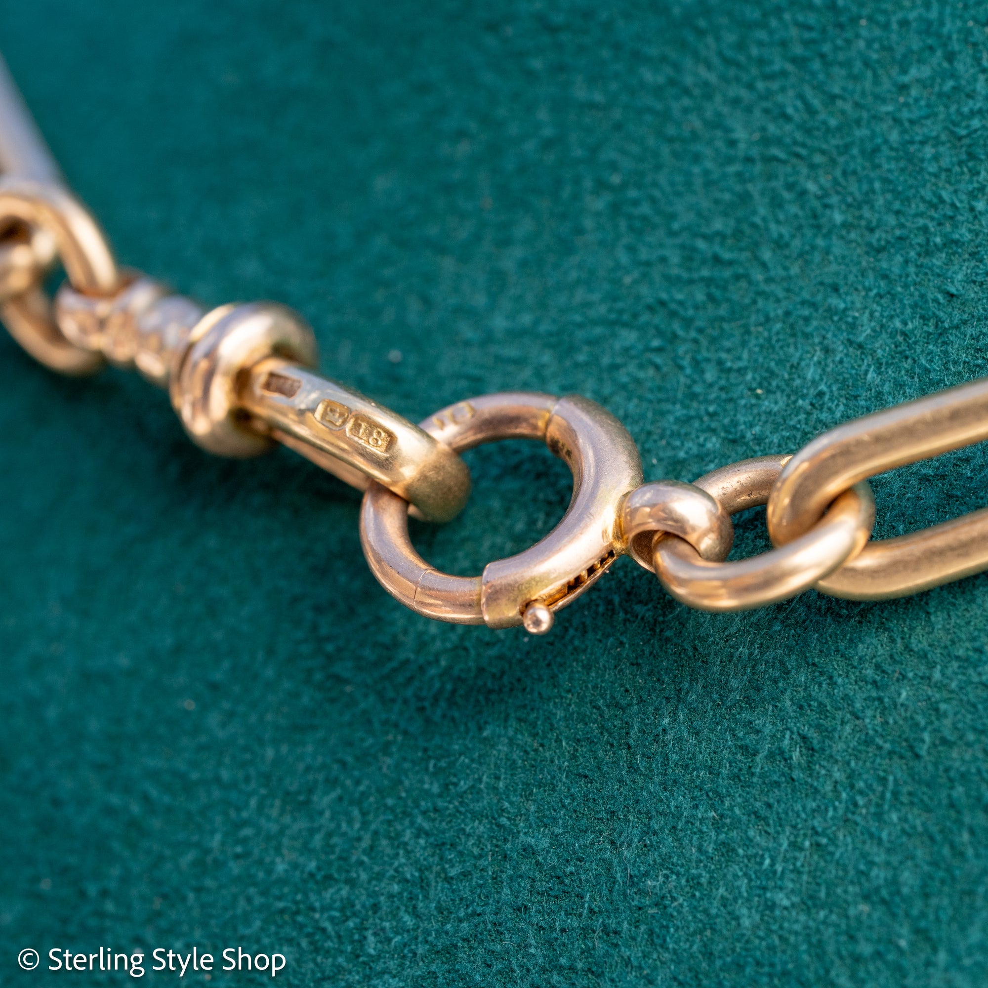 Antique 18k gold lovers knot necklace victorian birmingham 1884 trombone paperclip chain 58.11g