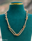Antique 18k gold lovers knot necklace victorian birmingham 1884 trombone paperclip chain 58.11g