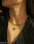 Antique 18k gold lovers knot necklace victorian birmingham 1884 trombone paperclip chain 58.11g