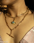 Antique 18k gold lovers knot necklace victorian birmingham 1884 trombone paperclip chain 58.11g