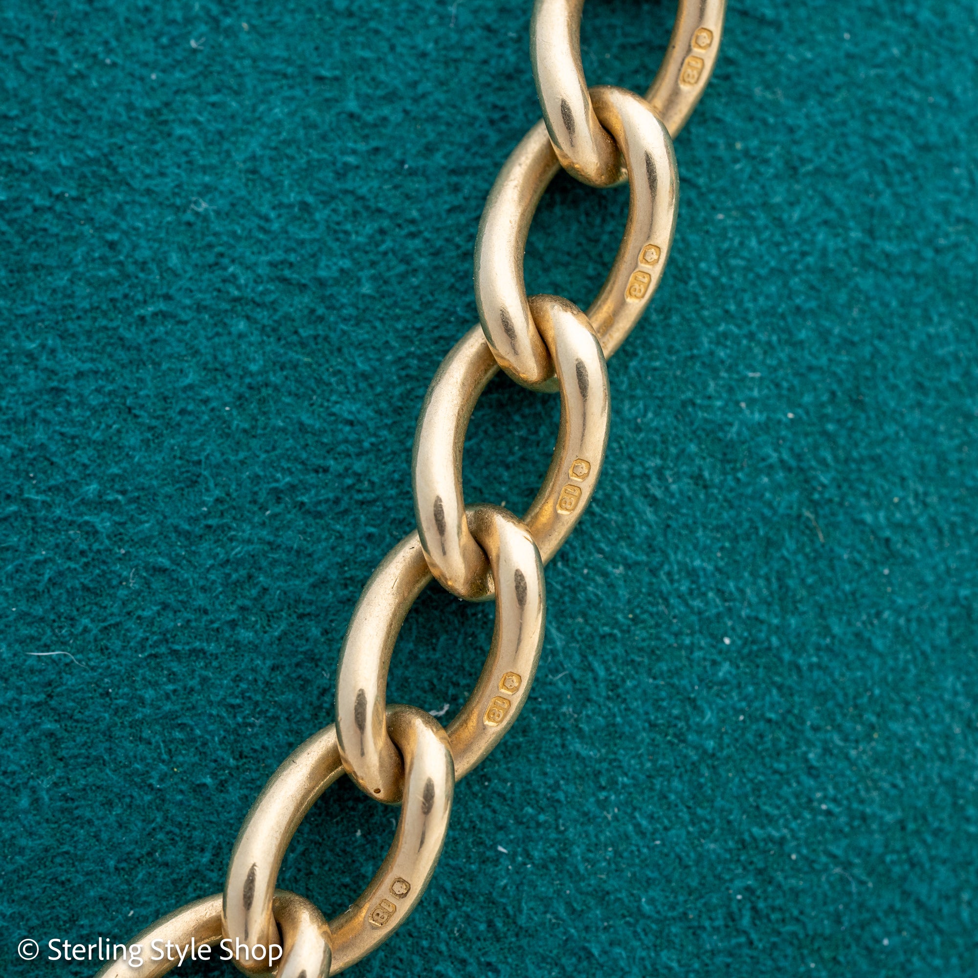 Antique 18K Gold Albert Watch Chain Necklace Birmingham 1913 T-Bar Dog Clasps