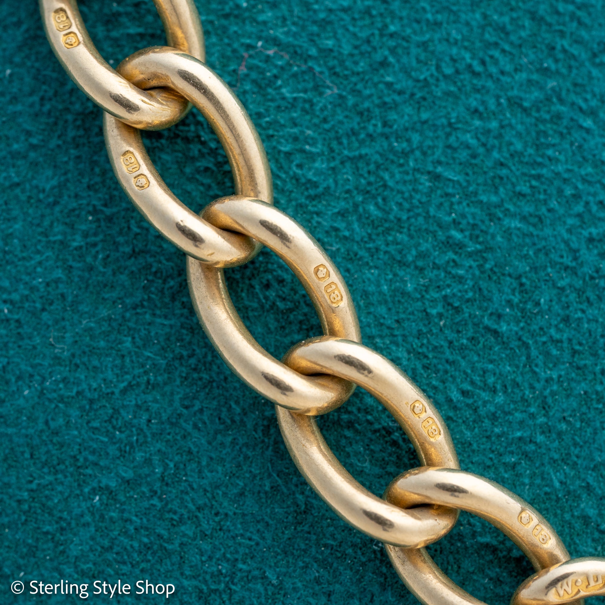 Antique 18K Gold Albert Watch Chain Necklace Birmingham 1913 T-Bar Dog Clasps