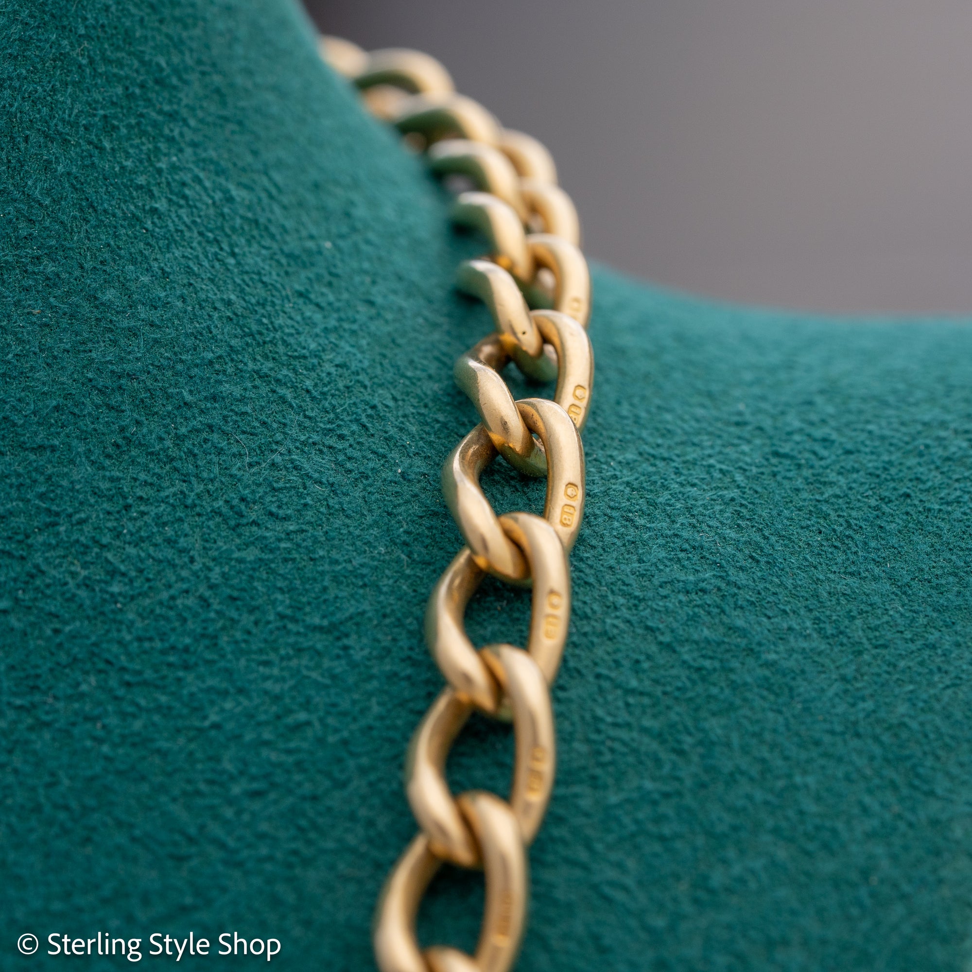Antique 18K Gold Albert Watch Chain Necklace Birmingham 1913 T-Bar Dog Clasps