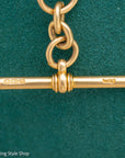 Antique 18K Gold Albert Watch Chain Necklace Birmingham 1913 T-Bar Dog Clasps