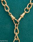 Antique 18K Gold Albert Watch Chain Necklace Birmingham 1913 T-Bar Dog Clasps