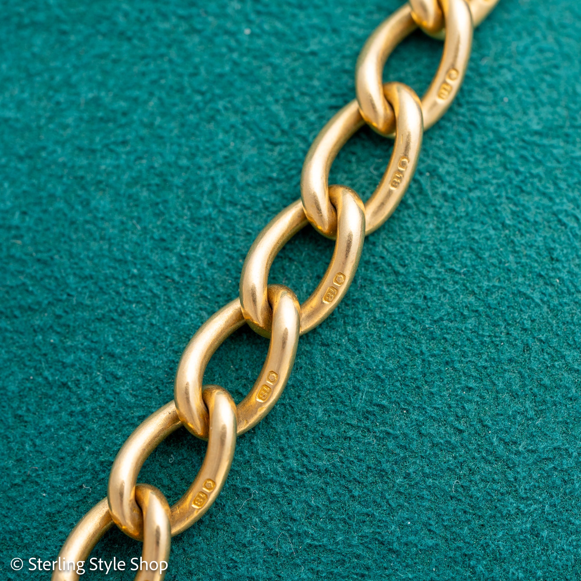 Antique 18K Gold Albert Watch Chain Necklace Birmingham 1913 T-Bar Dog Clasps