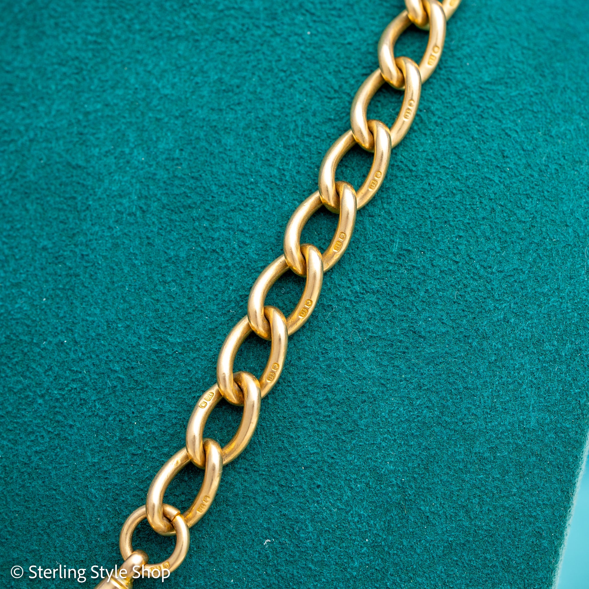 Antique 18K Gold Albert Watch Chain Necklace Birmingham 1913 T-Bar Dog Clasps