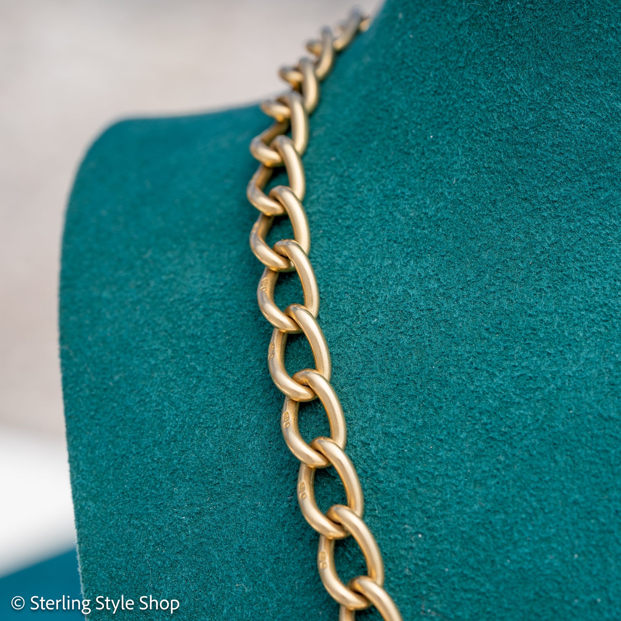 Antique 18K Gold Albert Watch Chain Necklace Birmingham 1913 T-Bar Dog Clasps
