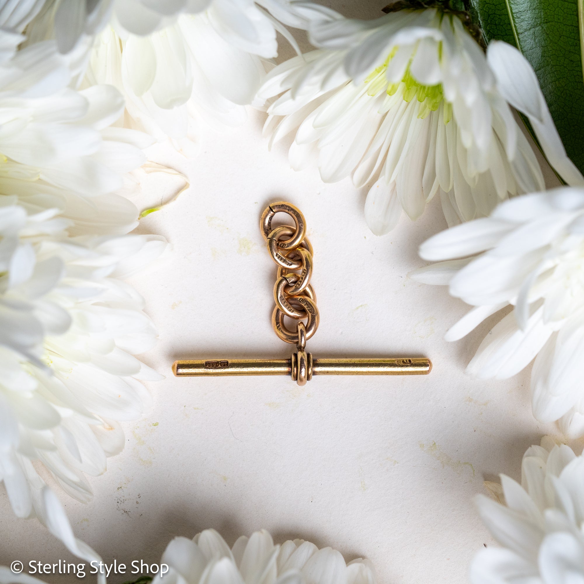 Antique Hallmarked 15ct Gold T-Bar Pendant for Watch Chain or Necklace Conversion