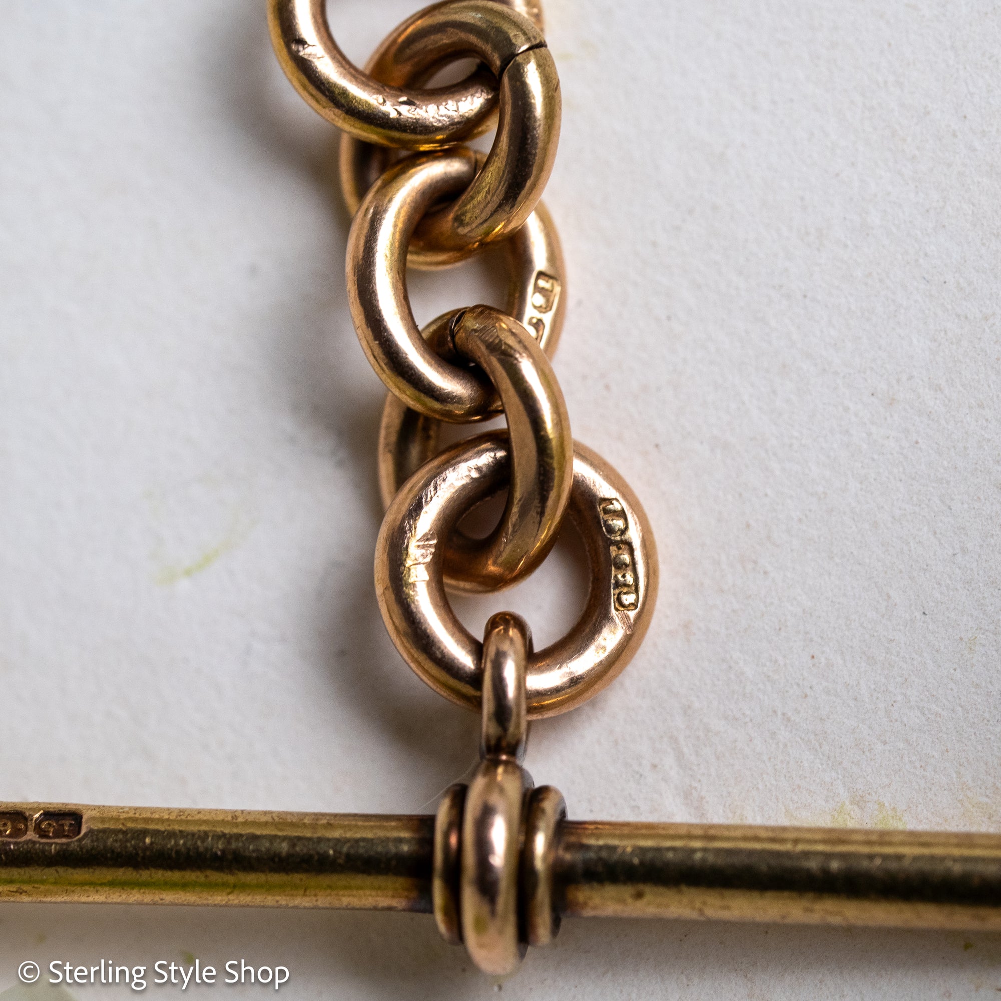 Antique Hallmarked 15ct Gold T-Bar Pendant for Watch Chain or Necklace Conversion