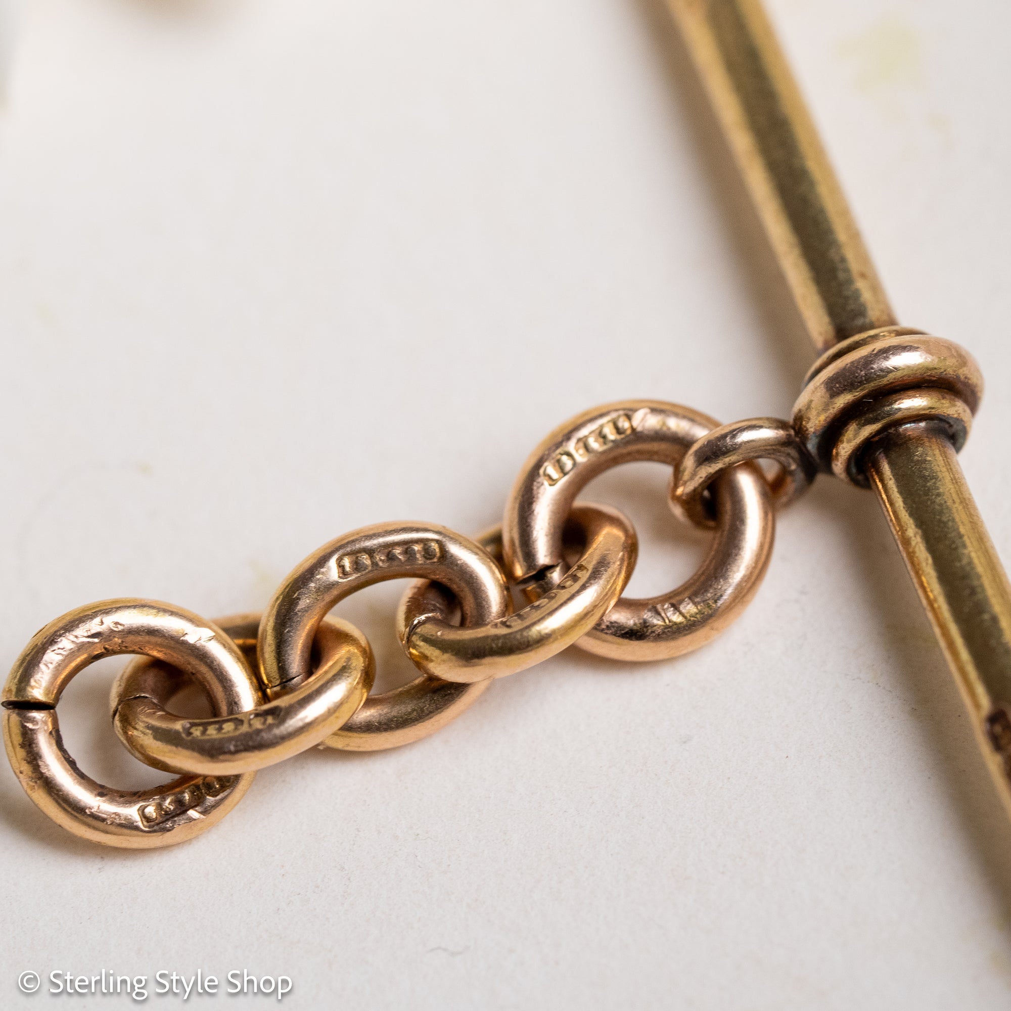Antique Hallmarked 15ct Gold T-Bar Pendant for Watch Chain or Necklace Conversion