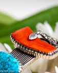 One-of-a-Kind Alvin Yellowhorse Diamondback Rattlesnake Cuff with Hand-Cut Lone Mountain Turquoise & Red Coral