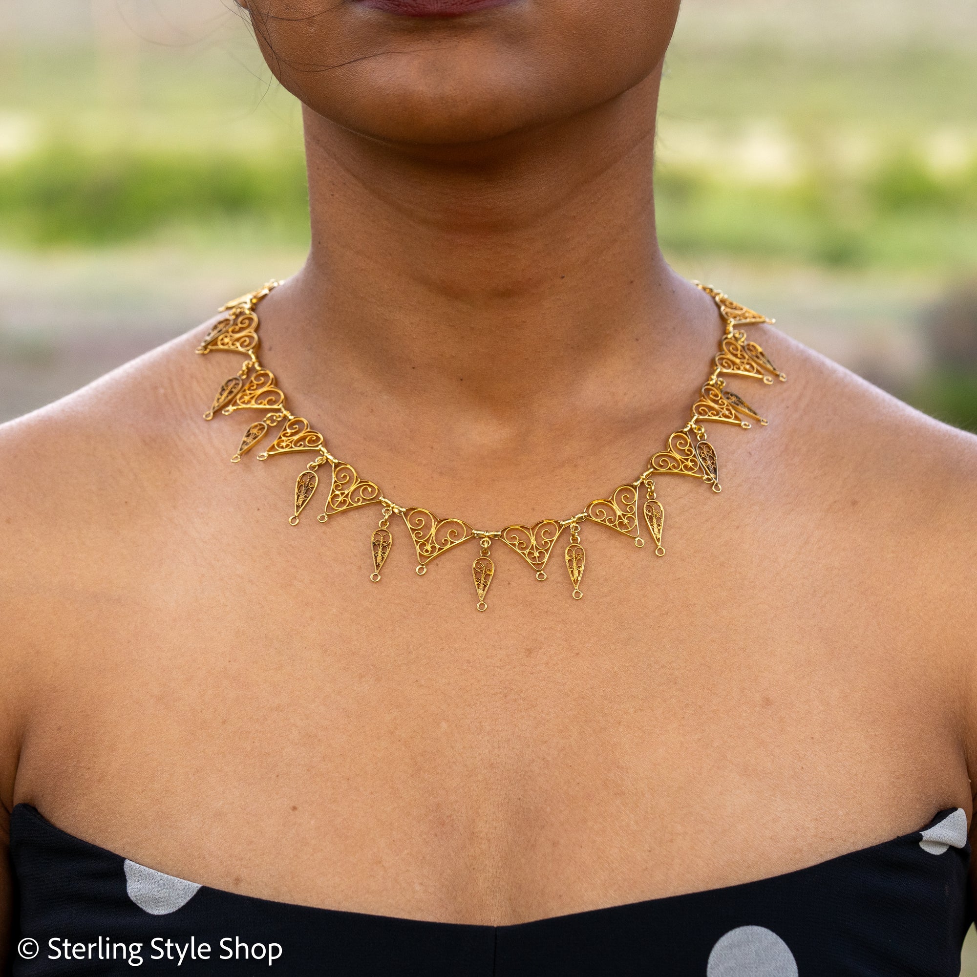 Antique French 18K Gold Filigree Necklace