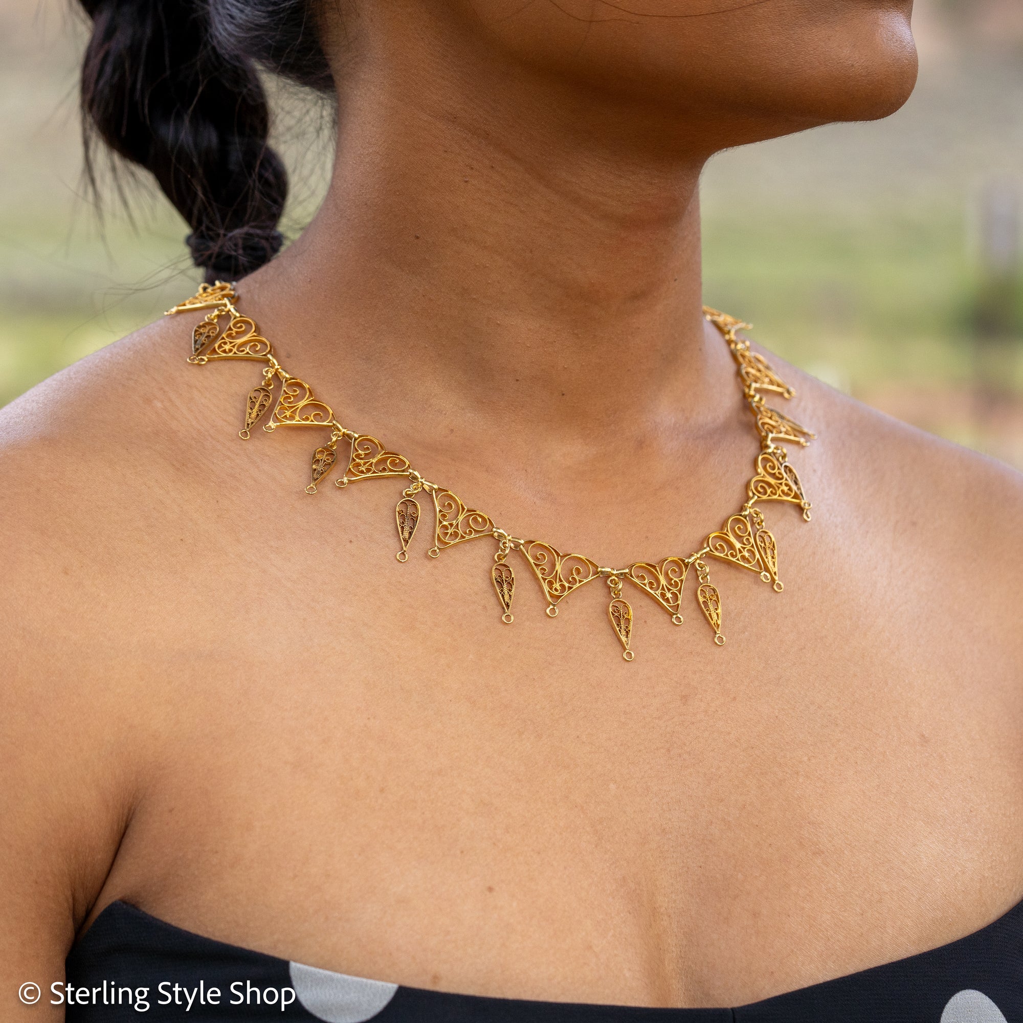 Antique French 18K Gold Filigree Necklace