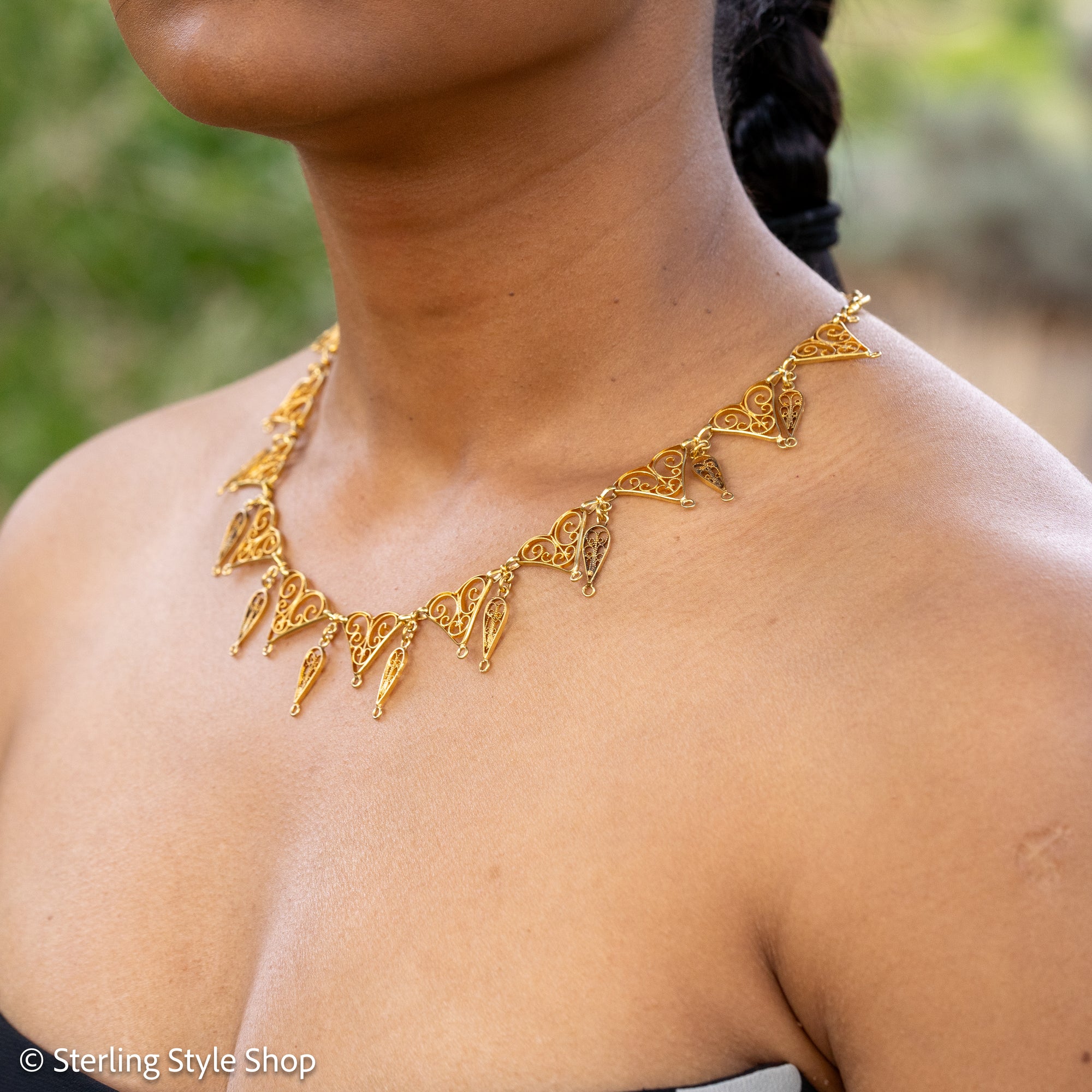 Antique French 18K Gold Filigree Necklace