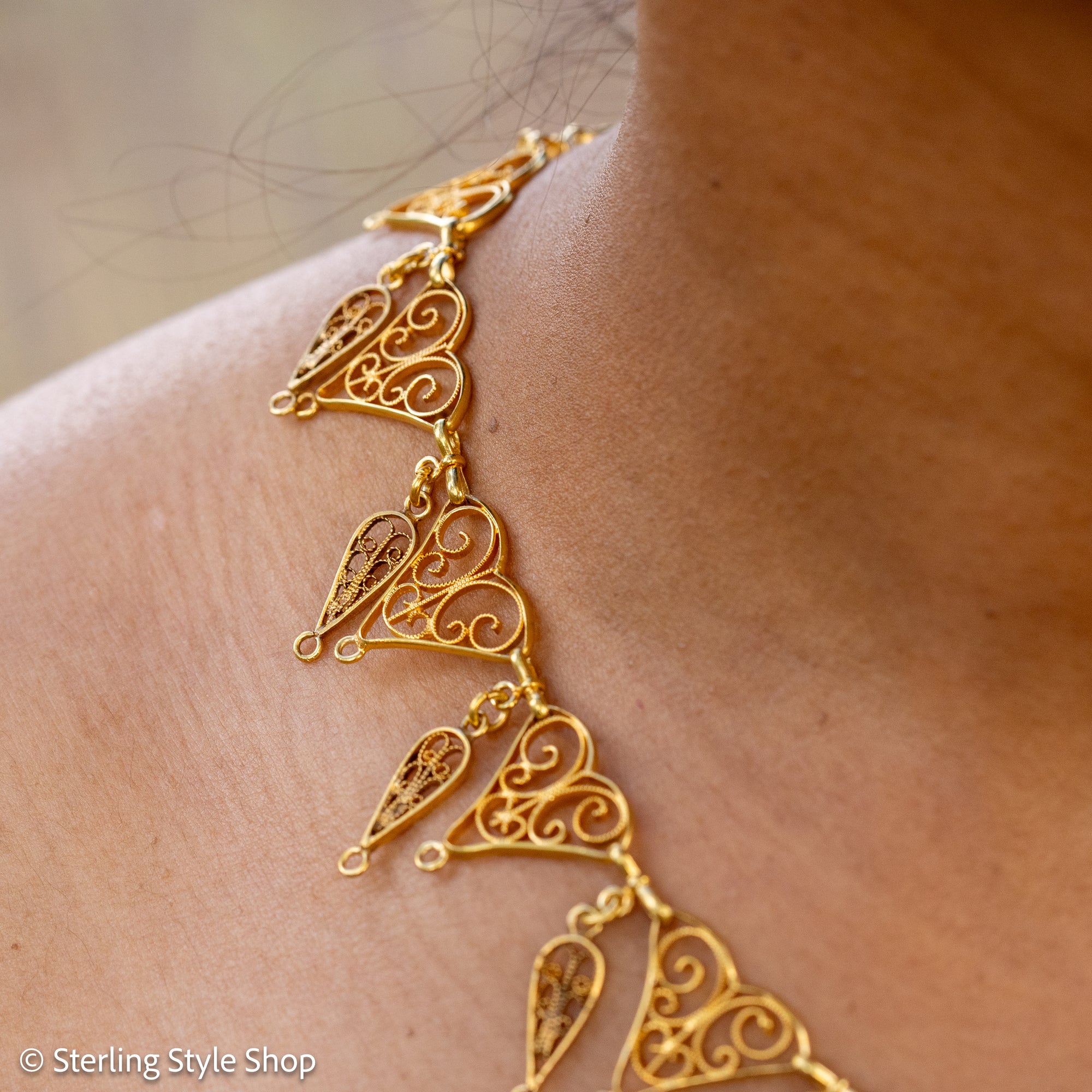 Antique French 18K Gold Filigree Necklace