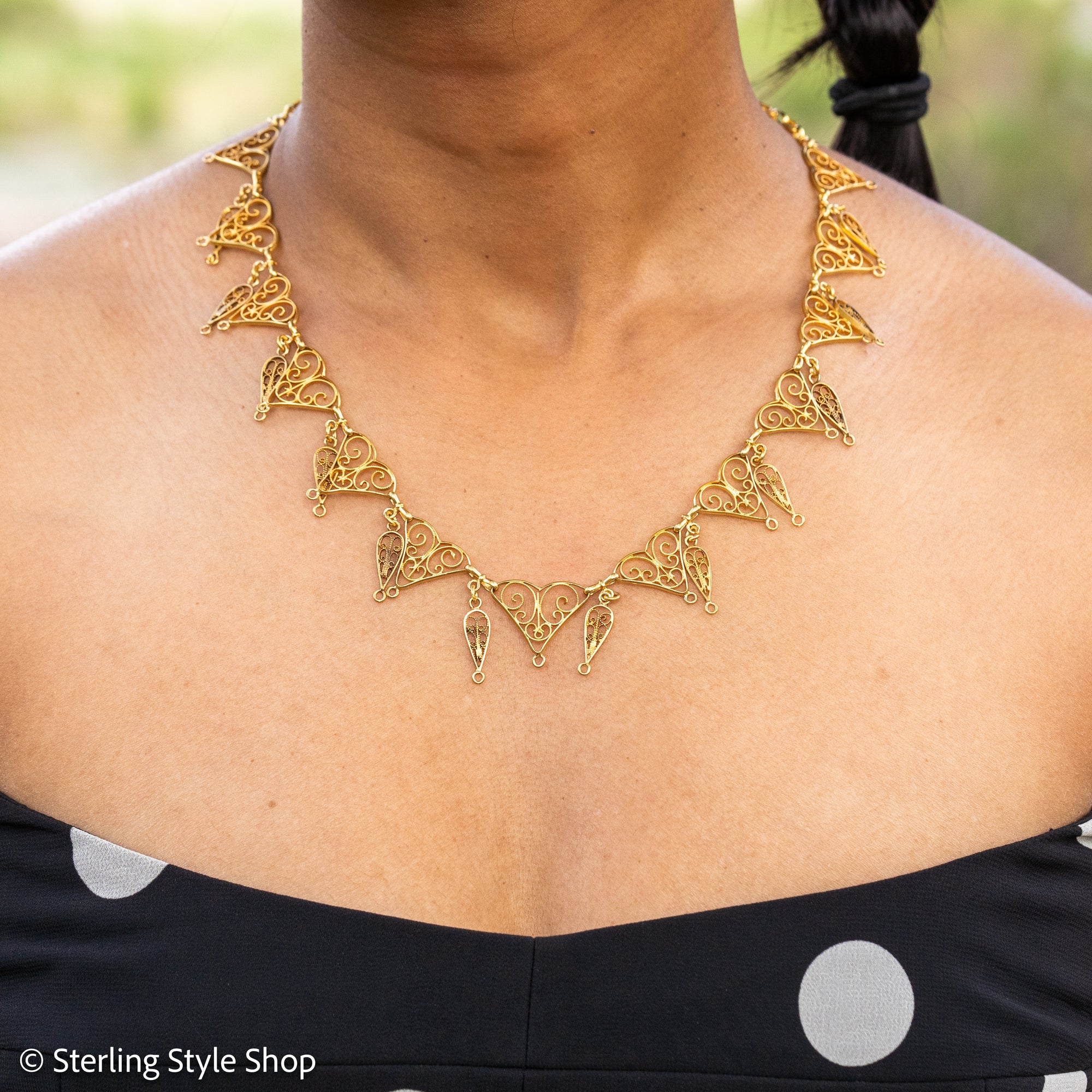 Antique French 18K Gold Filigree Necklace