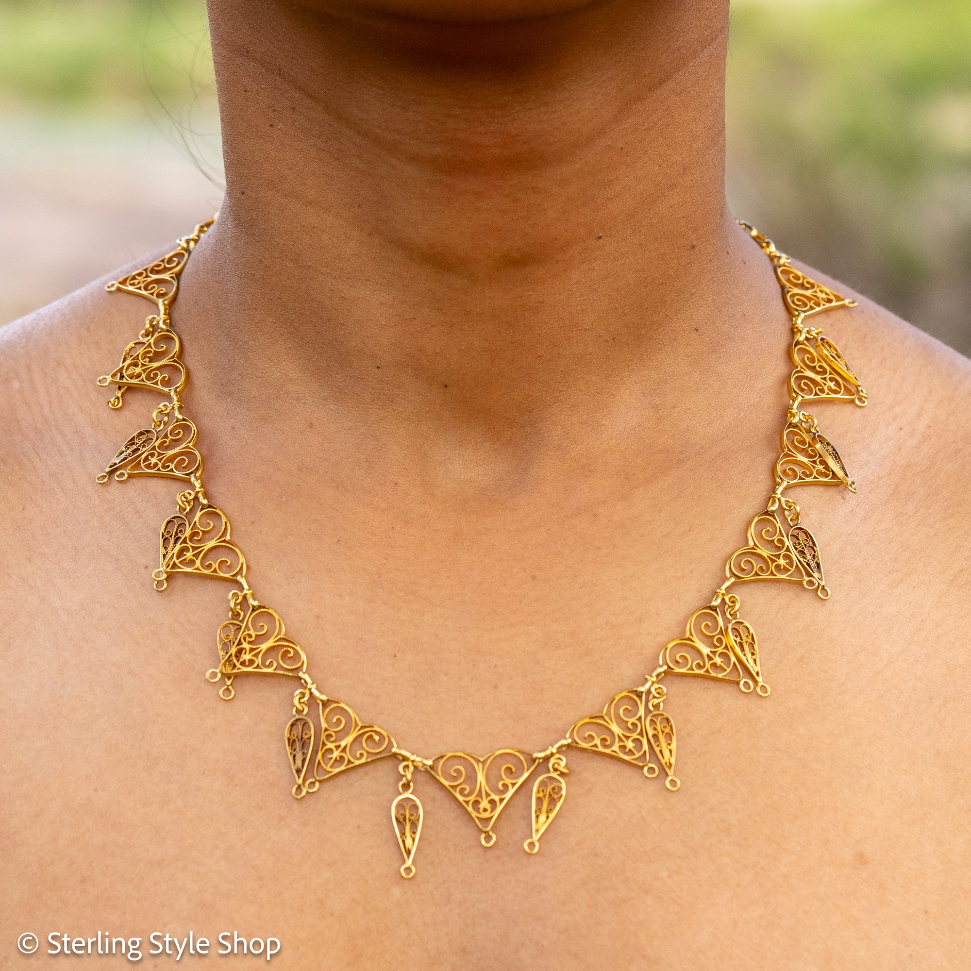 Antique French 18K Gold Filigree Necklace