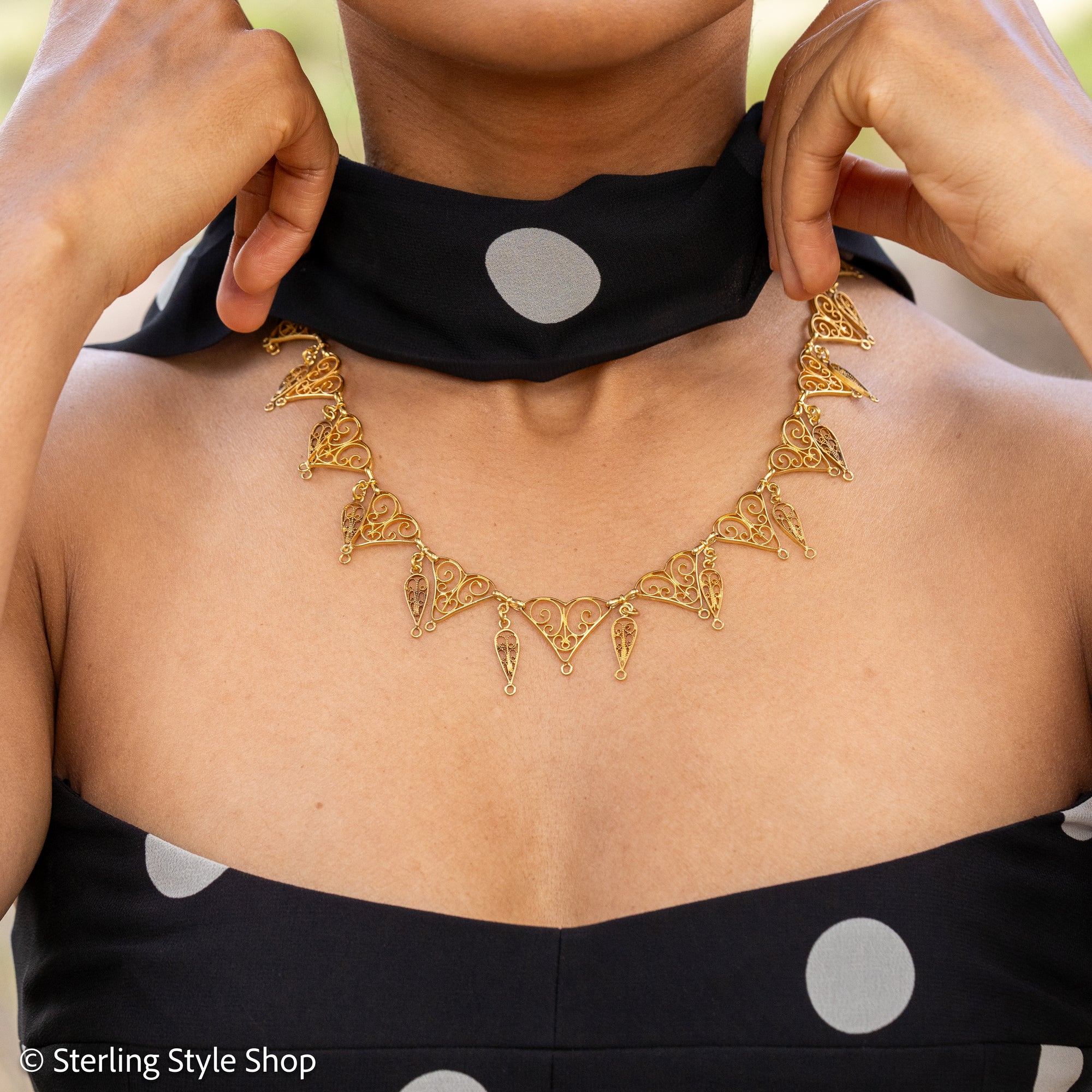 Antique French 18K Gold Filigree Necklace