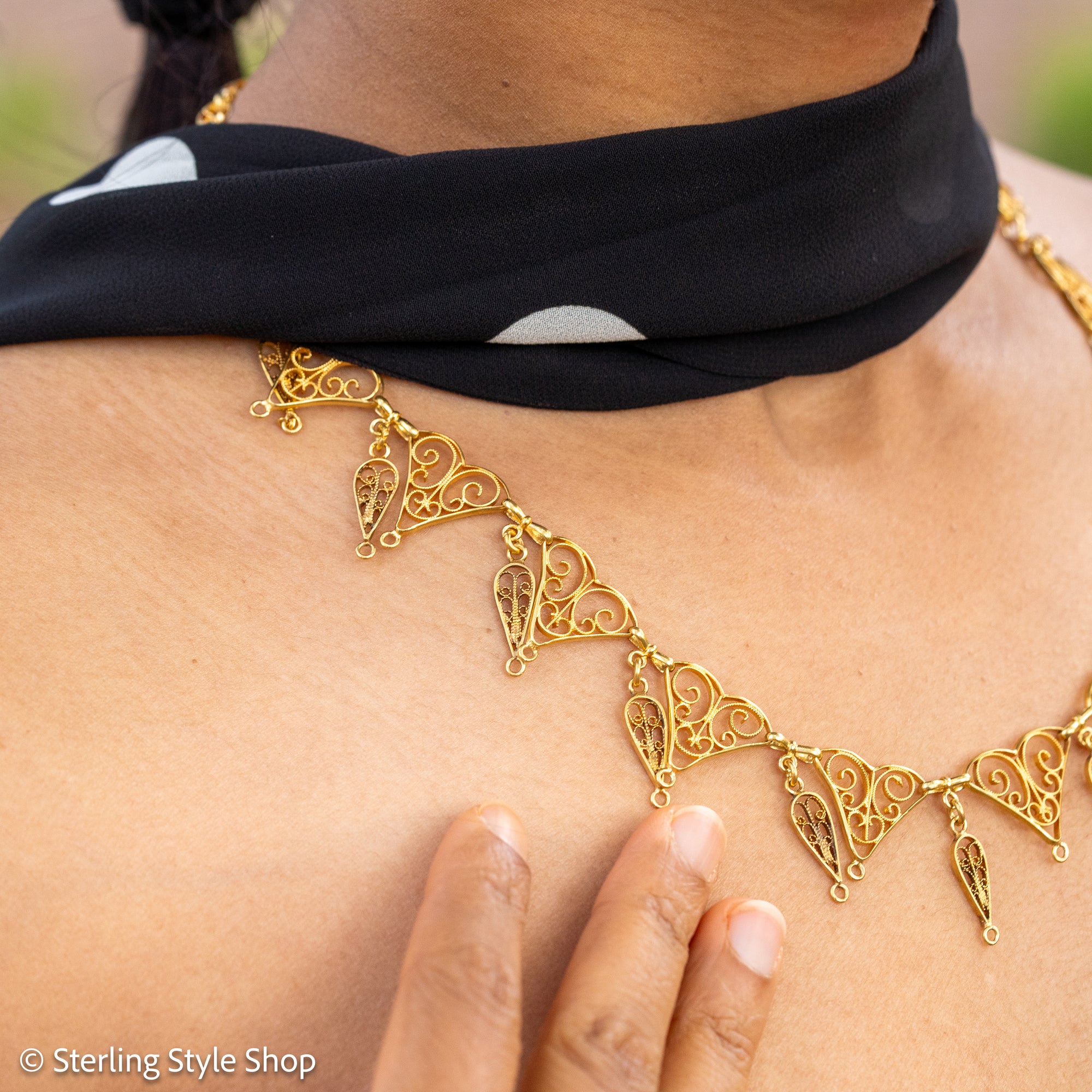 Antique French 18K Gold Filigree Necklace