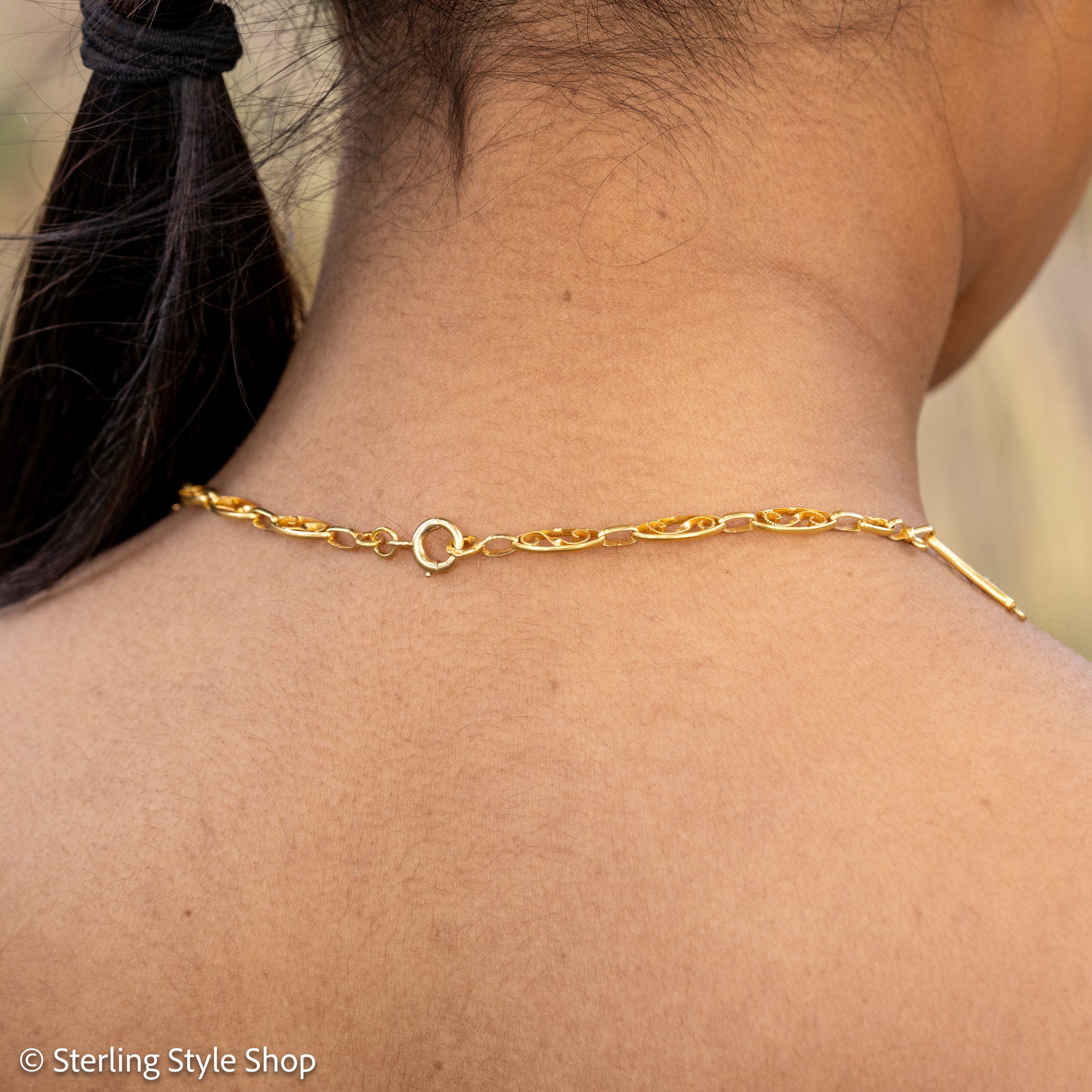 Antique French 18K Gold Filigree Necklace