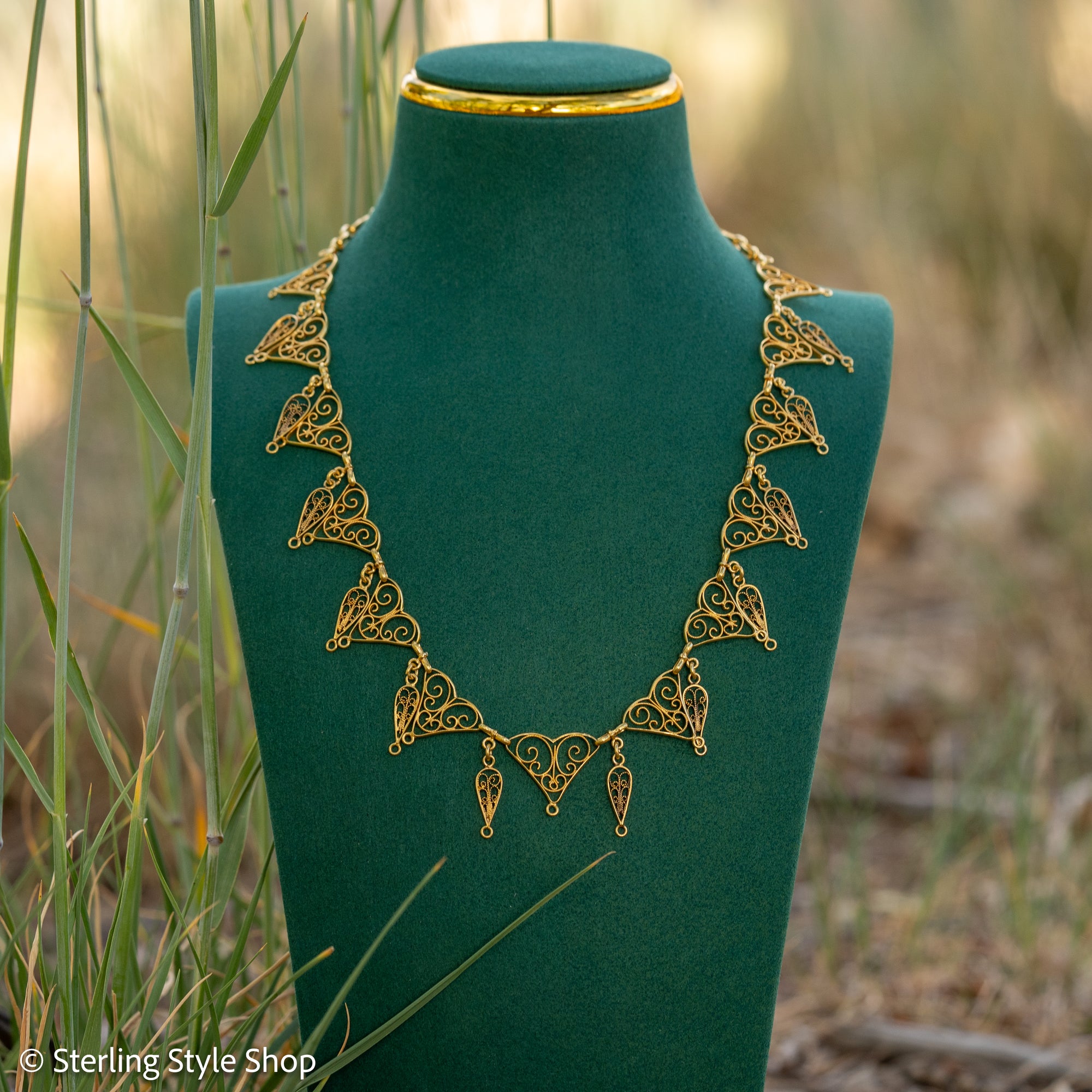 Antique French 18K Gold Filigree Necklace