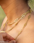 Antique French 18K Gold Long Filigree Chain Necklace 50 Inch