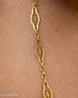 Antique French 18K Gold Long Filigree Chain Necklace 50 Inch