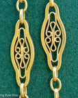 Antique French 18K Gold Long Filigree Chain Necklace 50 Inch