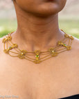 Vintage 14K Gold Festoon Collar Necklace with Peridot & Pearls | XRF Tested | Fine Jewelry
