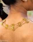 Vintage 14K Gold Festoon Collar Necklace with Peridot & Pearls | XRF Tested | Fine Jewelry