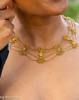 Vintage 14K Gold Festoon Collar Necklace with Peridot & Pearls | XRF Tested | Fine Jewelry