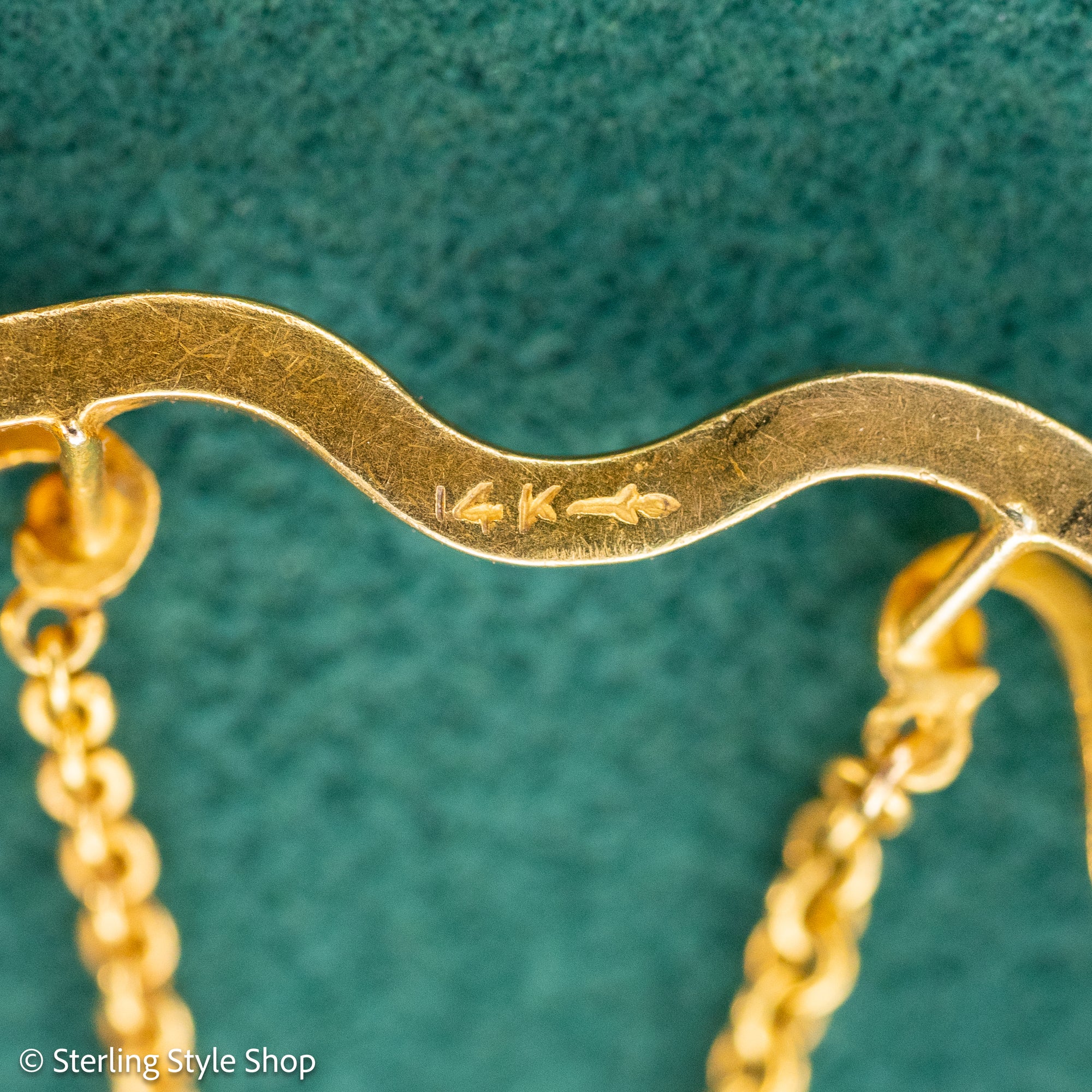 Vintage 14K Gold Festoon Collar Necklace with Peridot &amp; Pearls | XRF Tested | Fine Jewelry