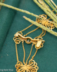 Vintage 14K Gold Festoon Collar Necklace with Peridot & Pearls | XRF Tested | Fine Jewelry