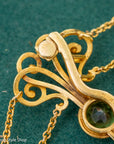 Vintage 14K Gold Festoon Collar Necklace with Peridot & Pearls | XRF Tested | Fine Jewelry