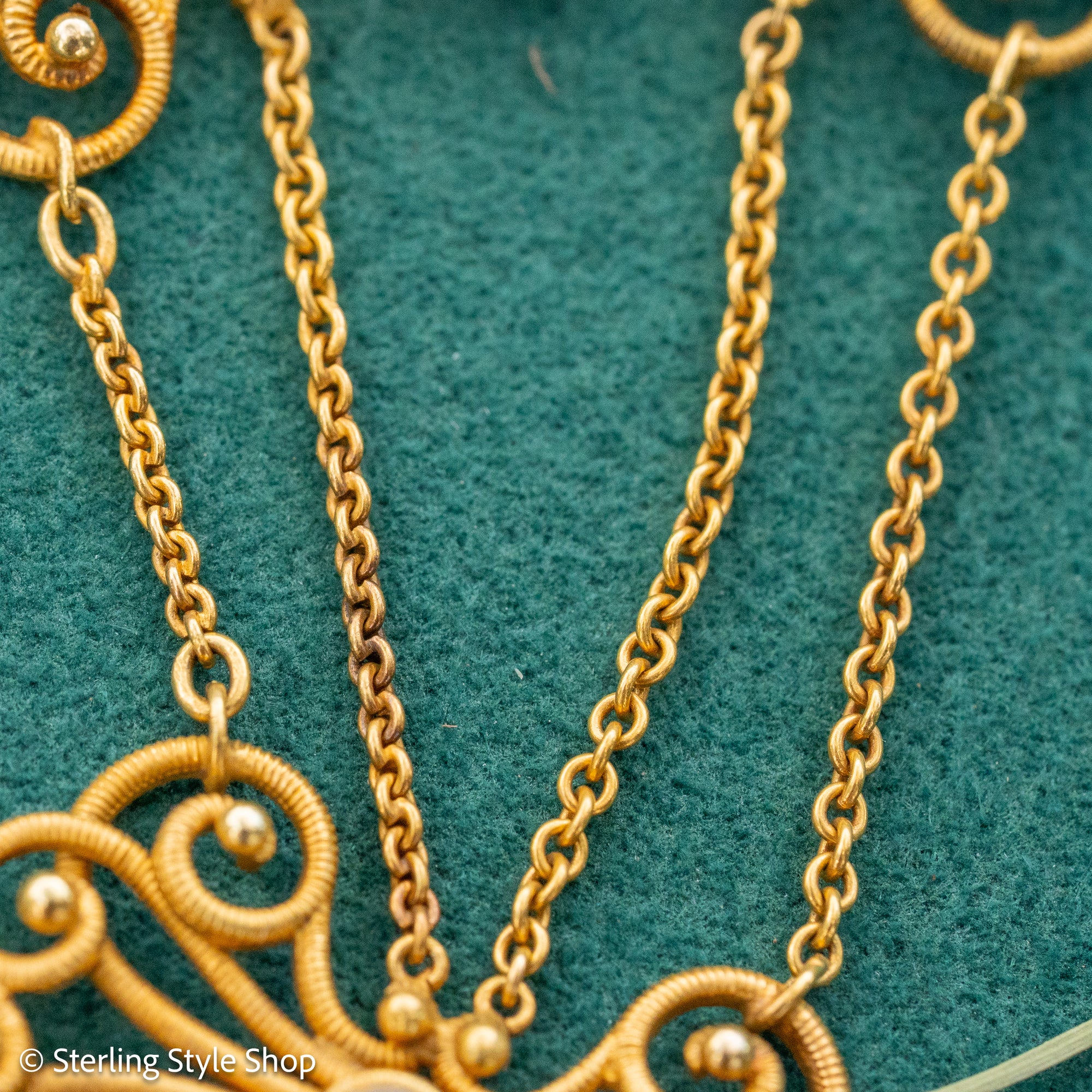 Vintage 14K Gold Festoon Collar Necklace with Peridot &amp; Pearls | XRF Tested | Fine Jewelry
