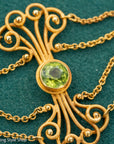 Vintage 14K Gold Festoon Collar Necklace with Peridot & Pearls | XRF Tested | Fine Jewelry