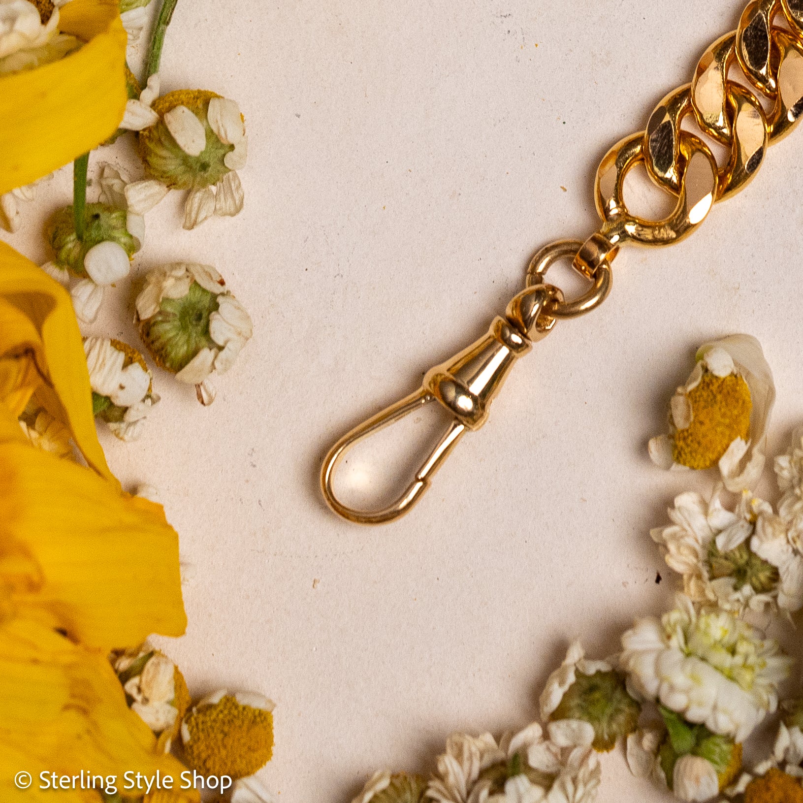 22K Gold Curb Extender with Solid 18K French Dog Clips, 4.5 Inch