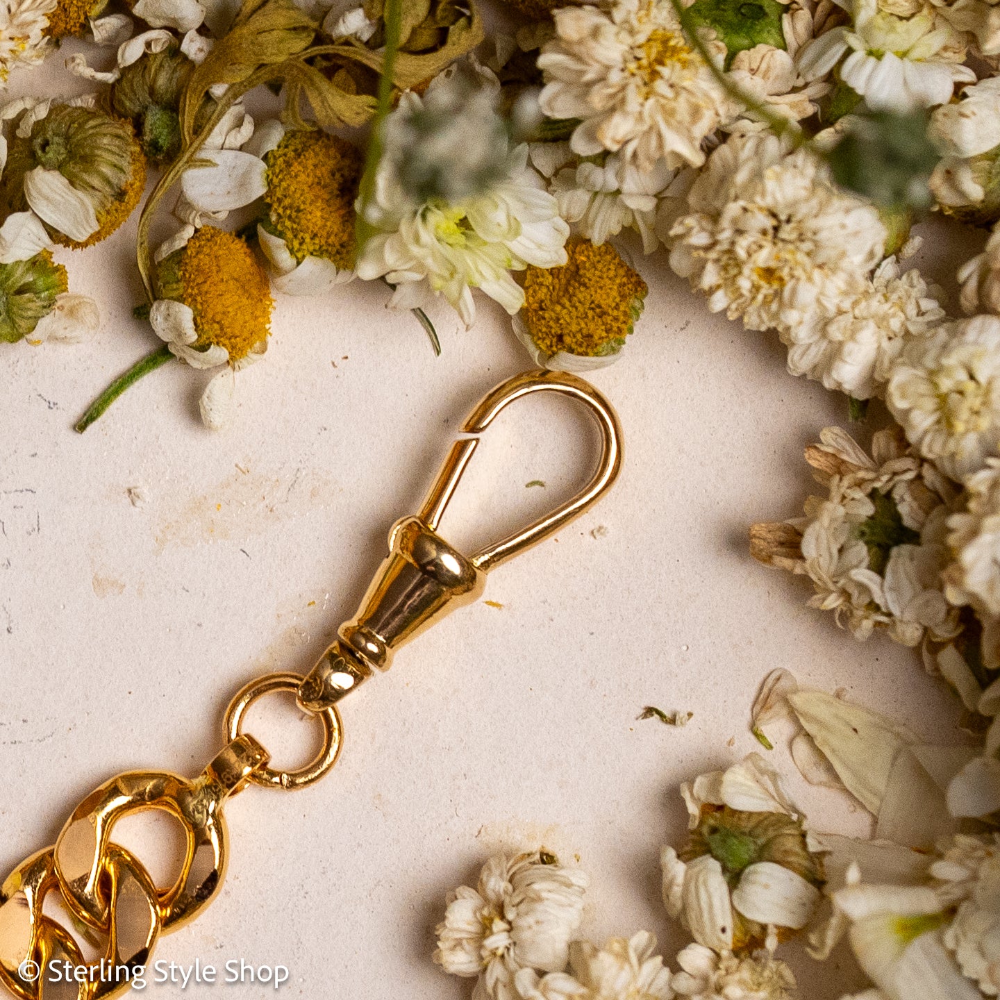 22K Gold Curb Extender with Solid 18K French Dog Clips, 4.5 Inch