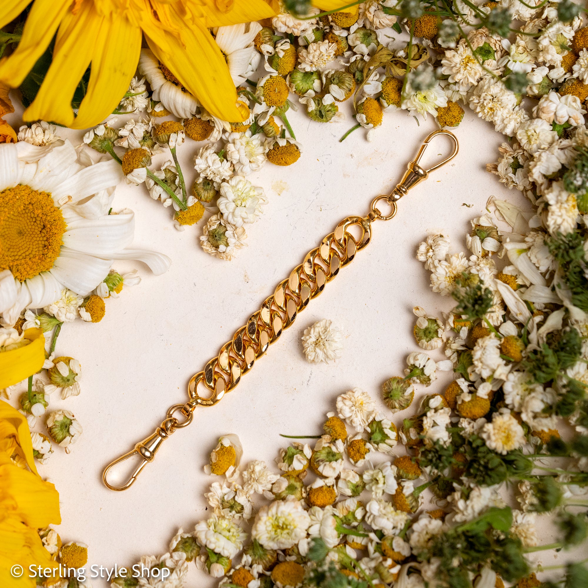 22K Gold Curb Extender with Solid 18K French Dog Clips, 4.5 Inch