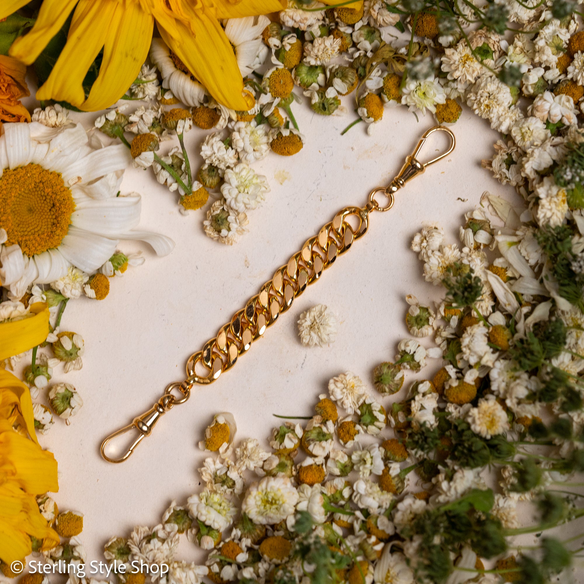 22K Gold Curb Extender with Solid 18K French Dog Clips, 4.5 Inch