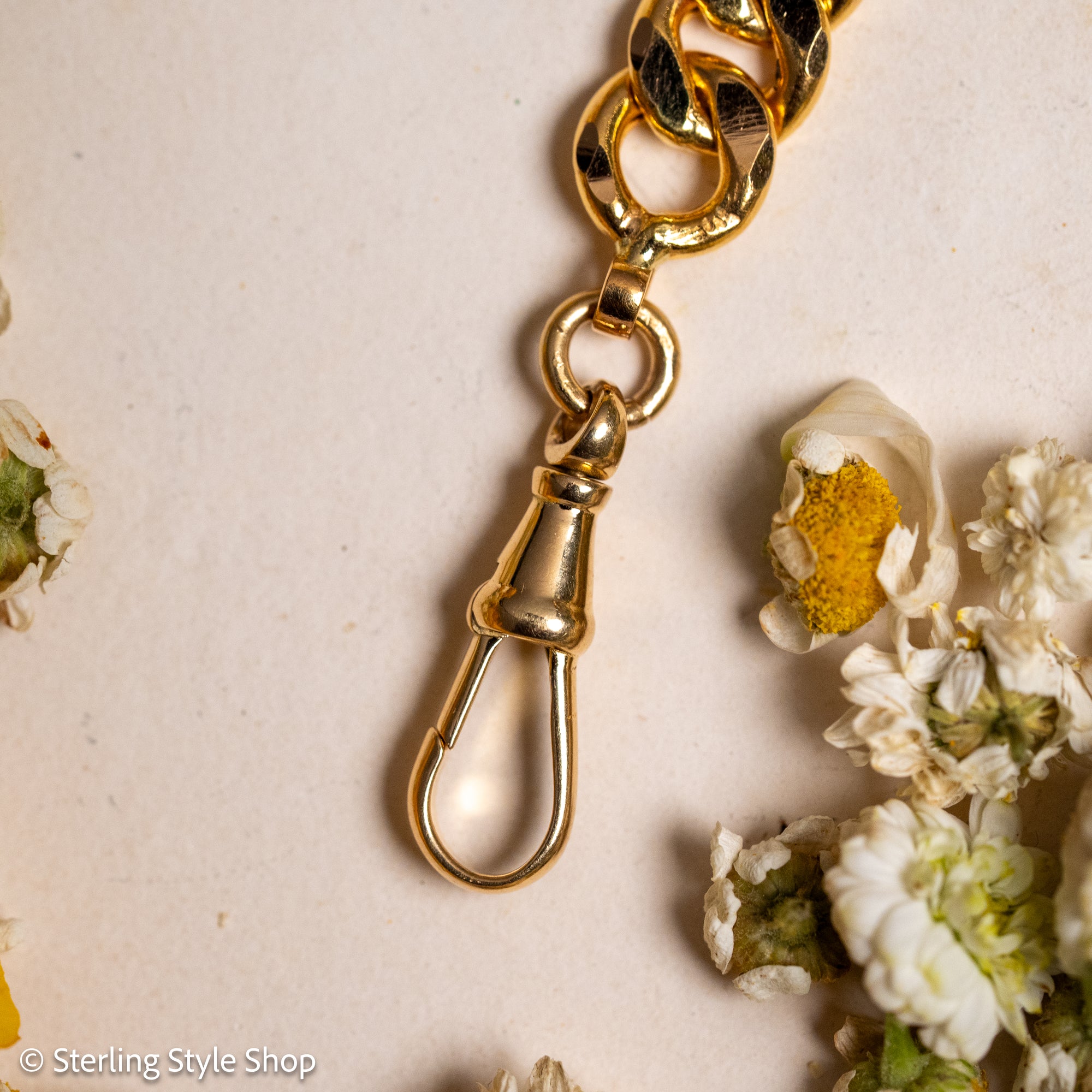 22K Gold Curb Extender with Solid 18K French Dog Clips, 4.5 Inch
